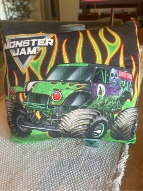 Monster Jam Grave Digger Decorative Plush Kids Pillow 10”x12”
